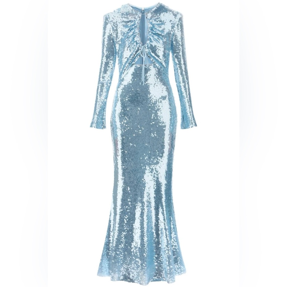 Self-Portrait Light Blue Sequin Maxi Dress